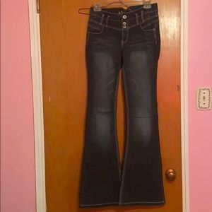 Flare, distressed jeans